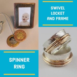 Swivel Locket and Frame and Spinner Ring